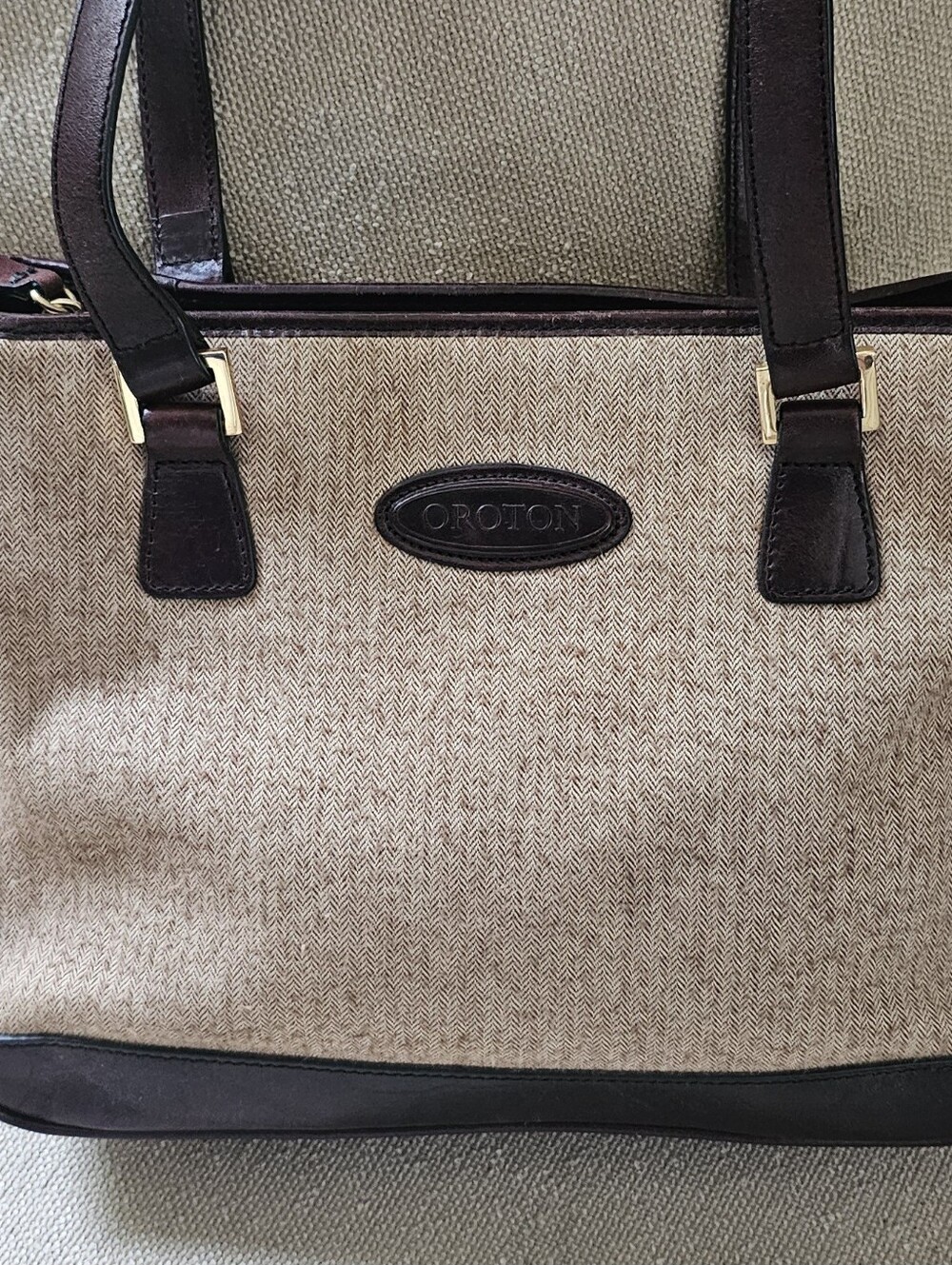 Oroton Vintage (Made In Australia) Tweed and Leather Shoulder Bag